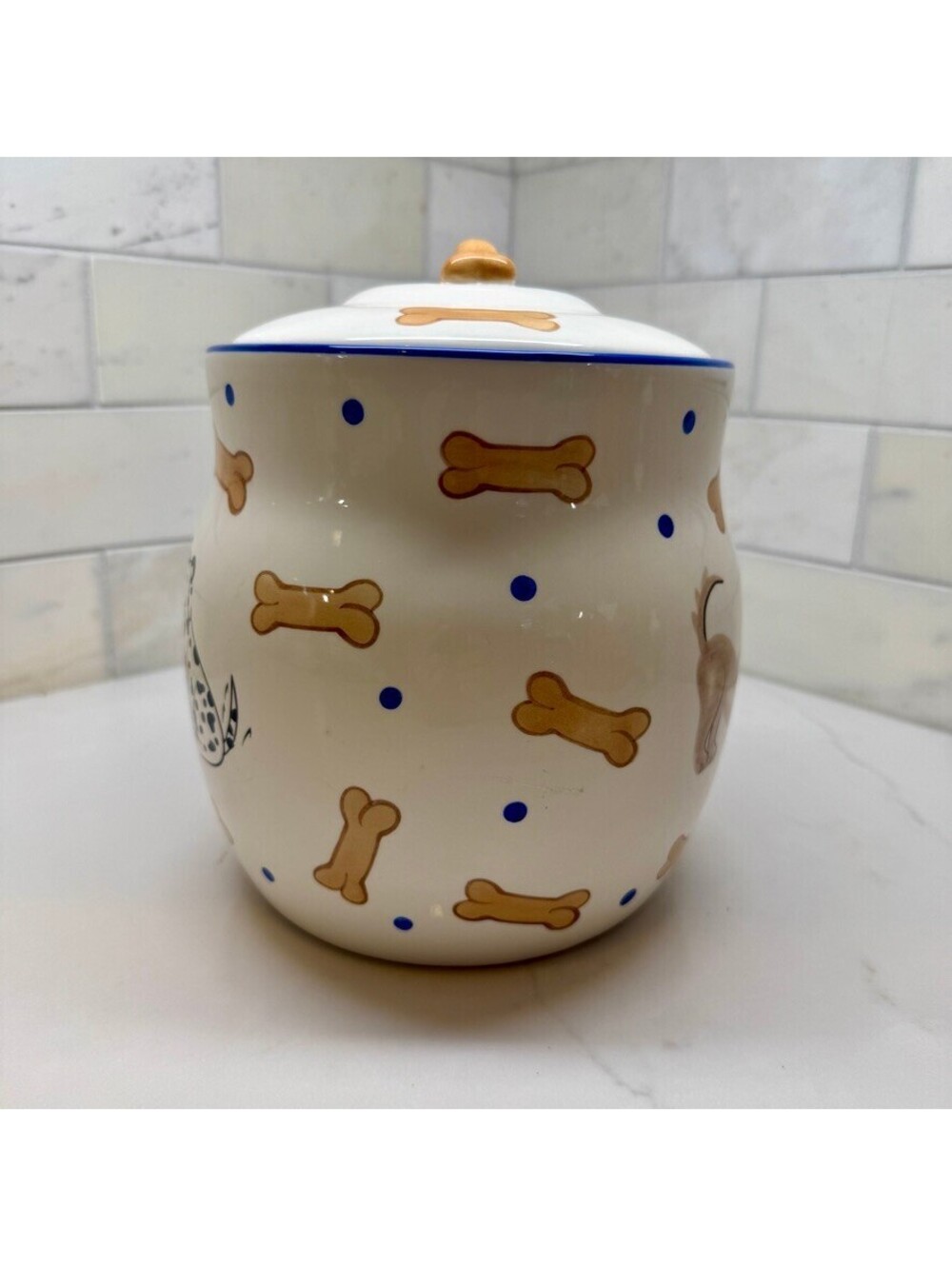 Vintage Inspirado Seattle Stonelite Ceramic Dog Treat Cookie Jar Whimsical 90s